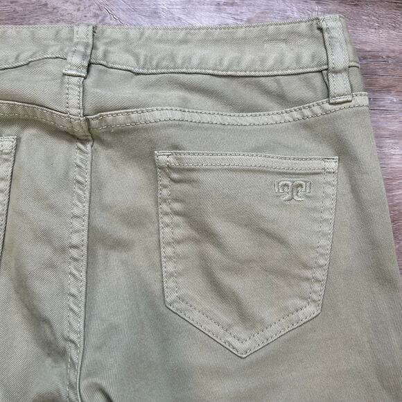 Tory Burch Alexa Cropped Skinny Jeans Green Stretch Denim Mid Rise 26 - Picture 6 of 9
